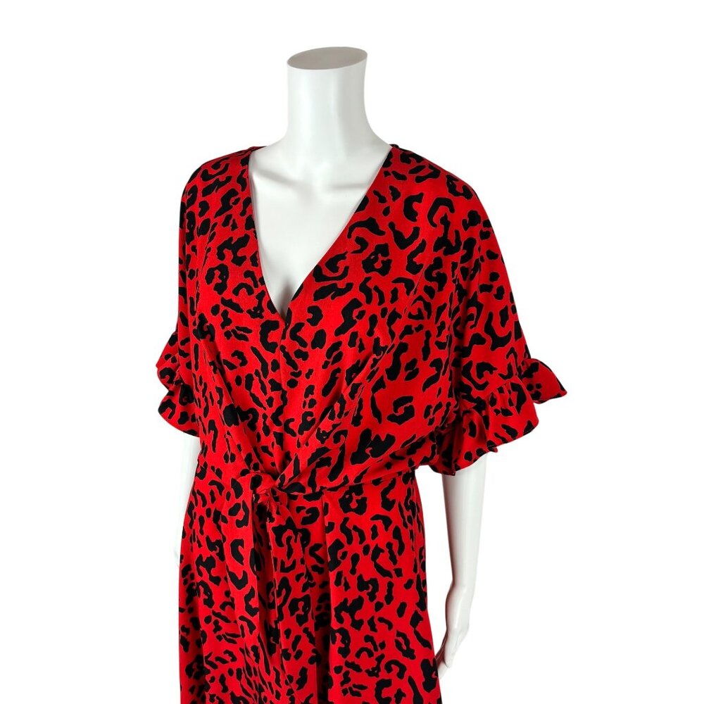 Who What Wear Cheetah Dress Women's Size M Electric Animal Print Flutter Sleeve - Picture 4 of 12
